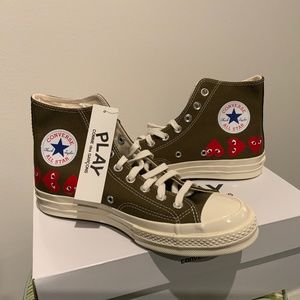 Converse Play Comme de Garçons High Top Sneakers-Unisex Mens 8 Wmns 10 Fir Green